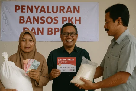 penyaluran bansos PKH dan BPNT 2025 di kantor pos