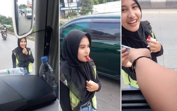 Viral Aksi Jukir Cantik Ini Curi Perhatian, Reaksinya Saat Direkam Bikin Gemas
