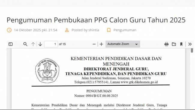 Pendaftaran PPG Calon Guru 2025 Resmi Dibuka, Ini Syarat dan Jadwal Lengkapnya